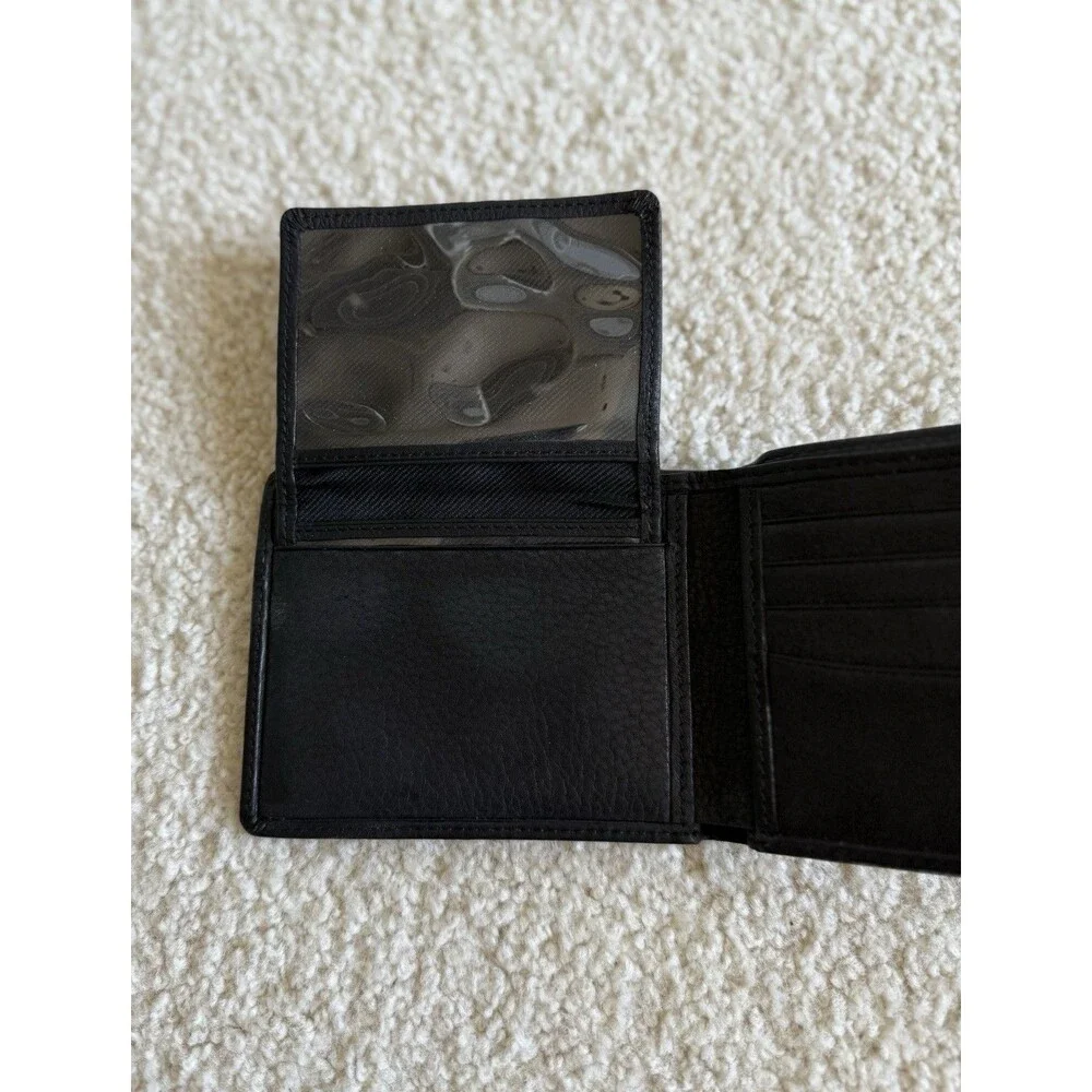 Haggar Mens Black Genuine Leather L-Fold Pocket Mate Wallet - New In Box